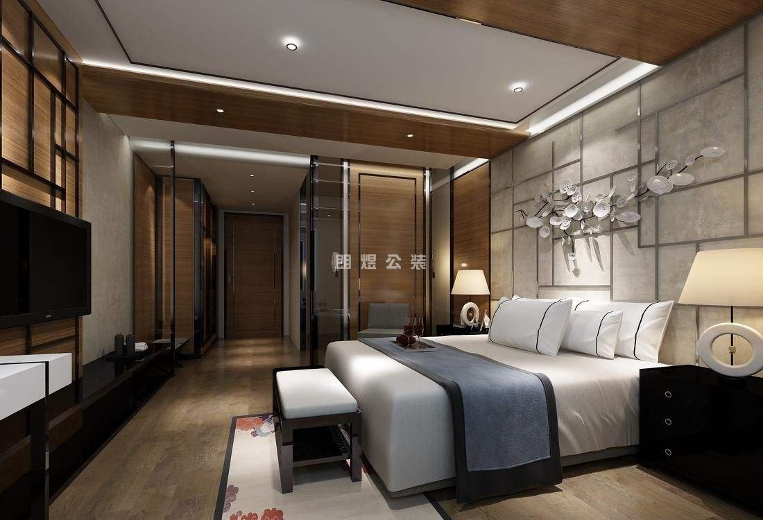現代酒店客房背景墻設計效果圖